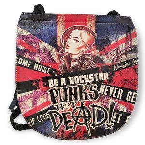 ☠️💥 BE A ROCKSTAR PUNK'S NOT DEAD MULTI COLOR VEGAN LEATHER SHOULDER BAG PURSE